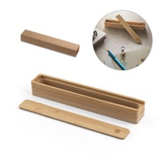 Estojo em bambu natural para 1 esferográfica Personalizado