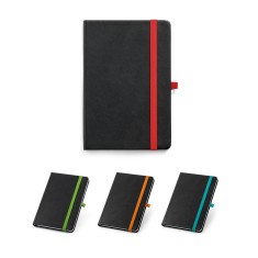 Caderno A5 de capa dura em PU com 160 páginas pautadas com logotipo