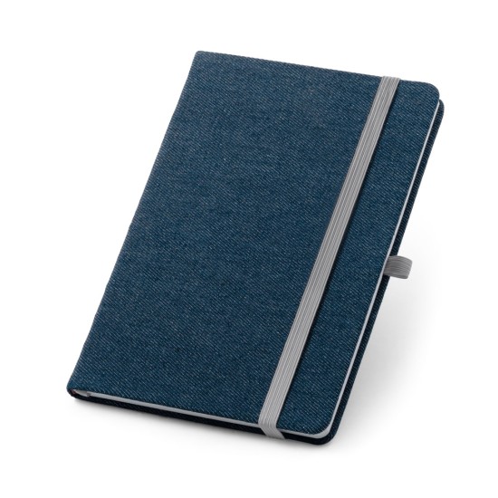 Caderno A5 de capa dura em tecido tipo jeans com 160 páginas pautadas Personalizado