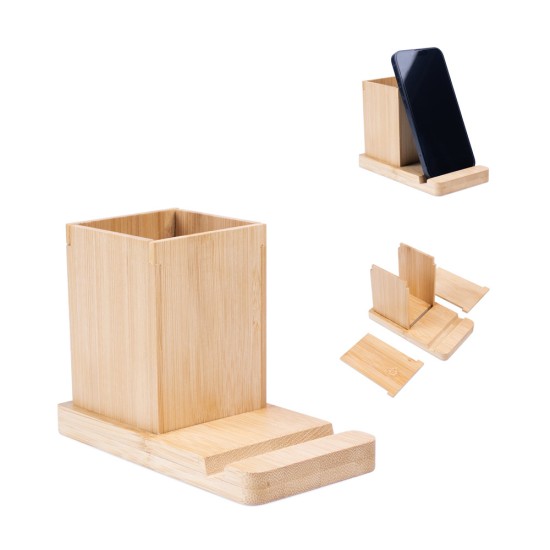 Conjunto de secretária com suporte para celular e copo para brinde corporativo