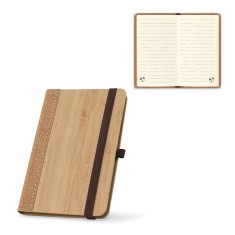 Caderno de bolso de capa dura em folha de bambu e cortiça com 160 páginas pautadas para empresas