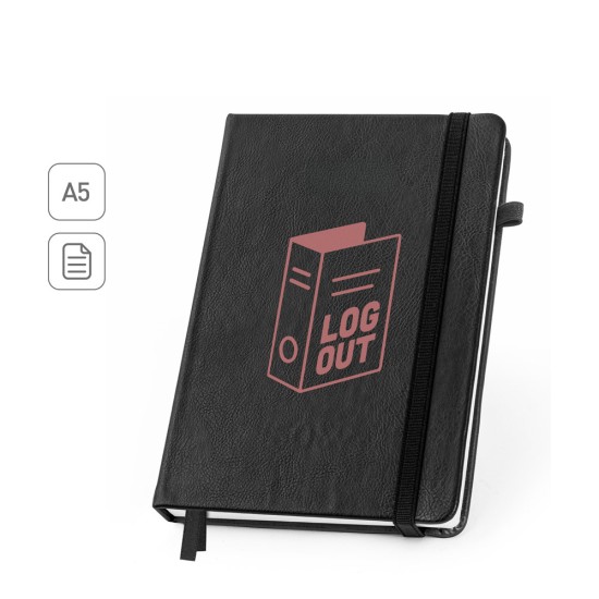 Caderno em PU à base de água com agenda integrada e página pautadas personalizado