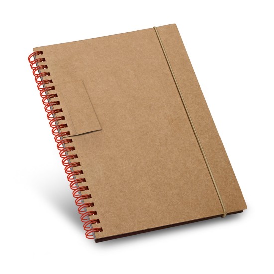 Caderno B6 de capa dura em cartão com 120 páginas pautadas recicladas para brinde personalizado