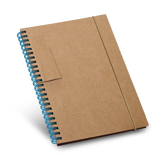 Caderno B6 de capa dura em cartão com 120 páginas pautadas recicladas para brinde personalizado