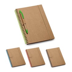 Caderno B6 de capa dura em cartão com 120 páginas pautadas recicladas para brinde personalizado