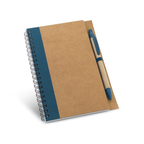 Caderno B6 espiral de capa dura com 120 páginas lisas recicladas com logotipo