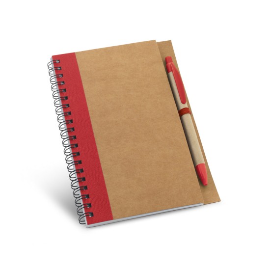 Caderno B6 espiral de capa dura com 120 páginas lisas recicladas com logotipo