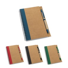 Caderno B6 espiral de capa dura com 120 páginas lisas recicladas com logotipo