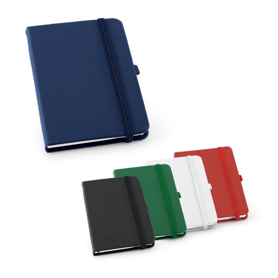Caderno A6 de capa dura em c.sintético com 160 páginas pautadas para brinde personalizado