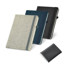 Caderno A5 em canvas (poliéster) com páginas lisas promocional