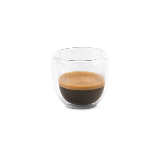 Conjunto de café em vidro borossilicato com 2 copos com parede dupla isolada a ar 75 mL Personalizado