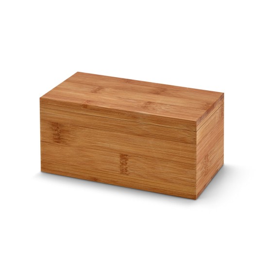 Caixa de chás em bambu com 2 compartimentos e fecho com ímã Personalizada