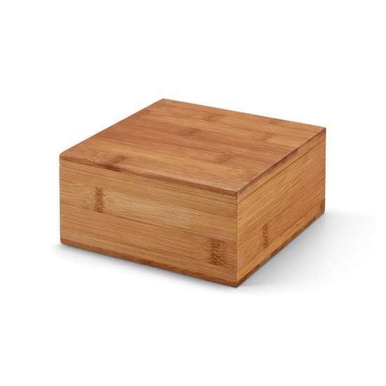 Caixa de chás em bambu com 4 compartimentos e fecho com ímã Personalizada