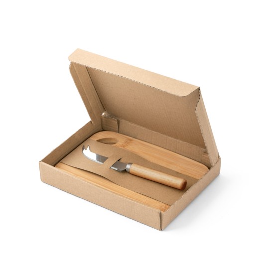 Conjunto de tábua de corte e pequena faca de queijo em bambu Personalizado