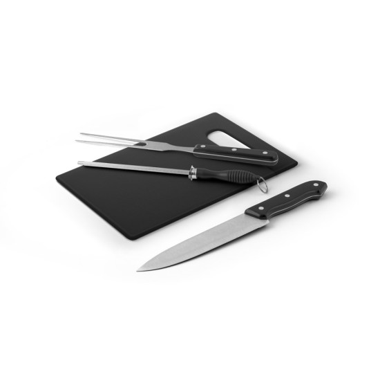 Kit churrasco em estojo em 210D com peças em aço inox e PP Personalizado