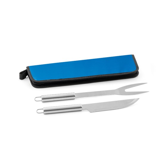 Kit churrasco em estojo em 210D com 2 utensílios em aço inox Personalizado
