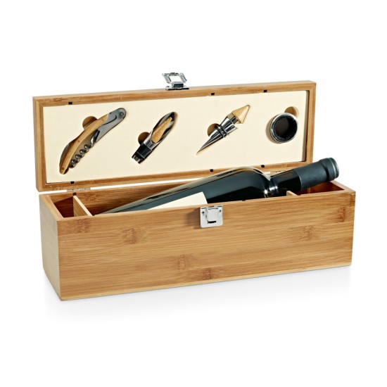 Conjunto para vinho em bambu e zinco Personalizado