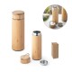 Garrafa em aço inox e bambu de parede dupla térmica, isolada a vácuo 440 mL promocional