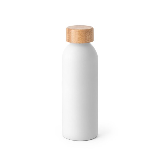 Squeeze em alumínio com acabamento emborrachado e tampa em bambu 550 mL Personalizado