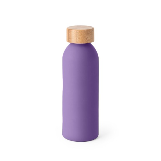 Squeeze em alumínio com acabamento emborrachado e tampa em bambu 550 mL Personalizado