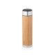 Garrafa em aço inox e bambu de parede dupla térmica, isolada a vácuo com termómetro digital 430 mL Personalizada
