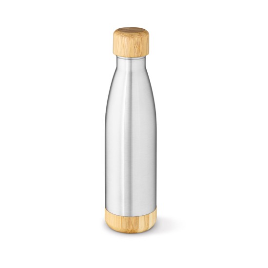 Garrafa em aço inox 90% reciclado de parede dupla térmica, isolada a vácuo com tampa em bambu 800 mL Personalizada