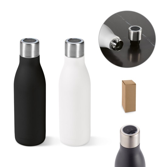Garrafa em aço inox 90% reciclado de parede dupla térmica com sistema de auto-sanitização UV 500 mL Personalizada