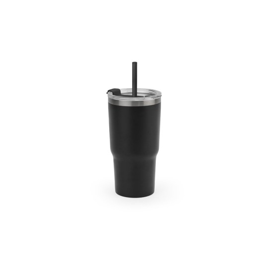 Copo de viagem compacto em aço inox 91% reciclado com parede dupla isolada a vácuo e acabamento mate 600 mL Personalizado