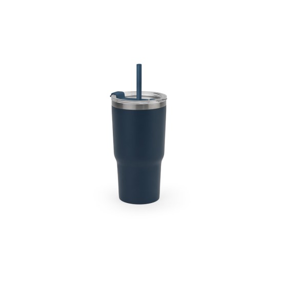 Copo de viagem compacto em aço inox 91% reciclado com parede dupla isolada a vácuo e acabamento mate 600 mL Personalizado