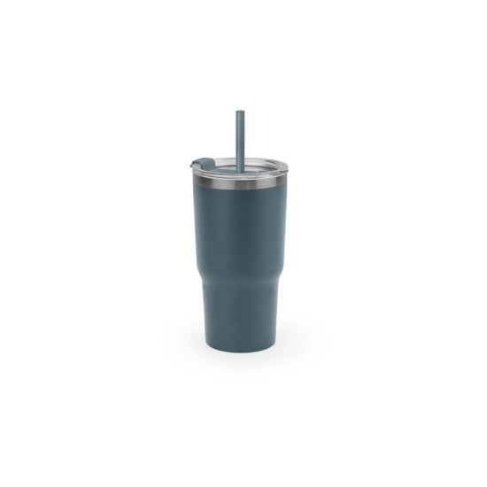 Copo de viagem compacto em aço inox 91% reciclado com parede dupla isolada a vácuo e acabamento mate 600 mL Personalizado