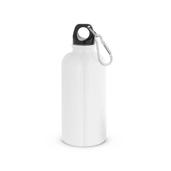 Squeeze esportiva em aço inox, de parede simples e acabamento brilhante com mosquetão 560 mL Personalizado