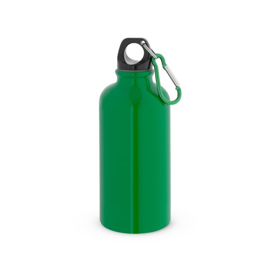 Squeeze esportiva em aço inox, de parede simples e acabamento brilhante com mosquetão 560 mL Personalizado