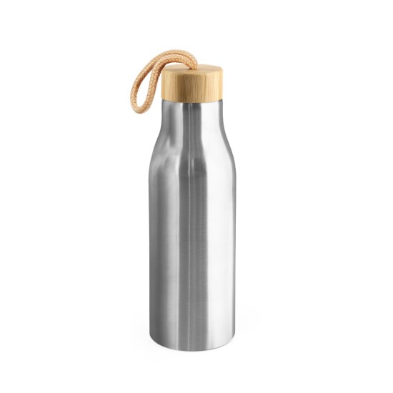 Squeeze em aço inox 90% reciclado, de parede simples e acabamento em mate 570 mL Personalizado