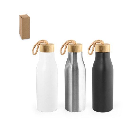 Squeeze em aço inox 90% reciclado, de parede simples e acabamento em mate 570 mL Personalizado