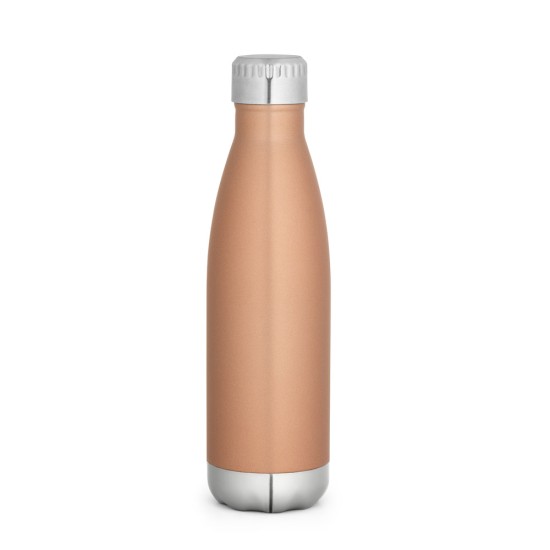 Garrafa em aço inox de parede dupla térmica, isolada a vácuo, com tampa em aço inox 510 mL Personalizada