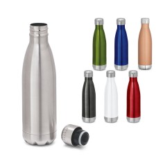 Garrafa em aço inox de parede dupla térmica, isolada a vácuo, com tampa em aço inox 510 mL para empresas
