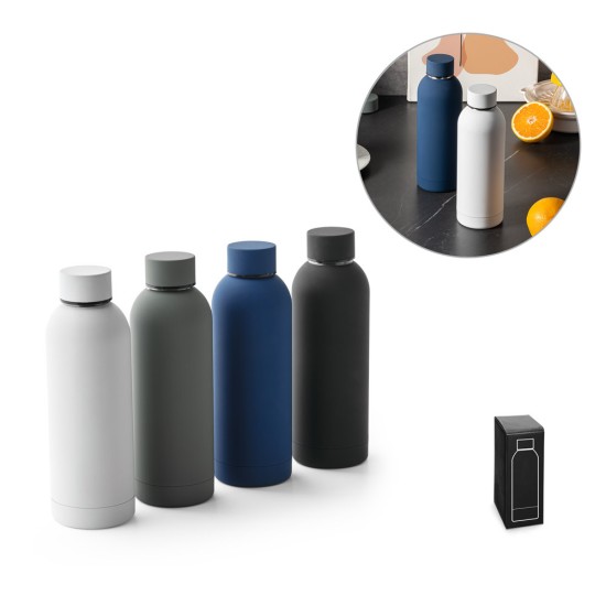 Garrafa em aço inox 36% reciclado de parede dupla térmica, isolada a vácuo 550 mL personalizado