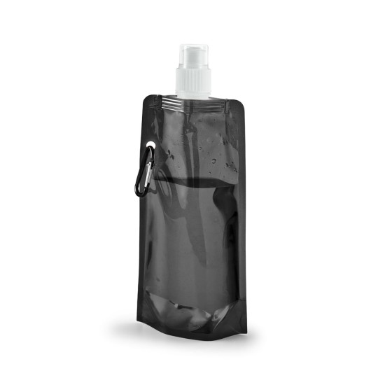 Squeeze dobrável em PE com bico de sistema "push-pull" e acabamento translúcido com mosquetão 460 mL Personalizado