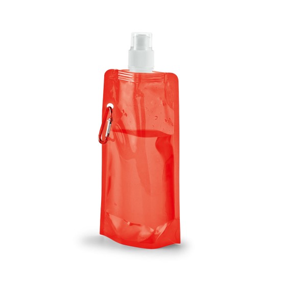 Squeeze dobrável em PE com bico de sistema "push-pull" e acabamento translúcido com mosquetão 460 mL Personalizado