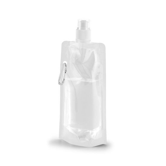 Squeeze dobrável em PE com bico de sistema "push-pull" e acabamento translúcido com mosquetão 460 mL Personalizado