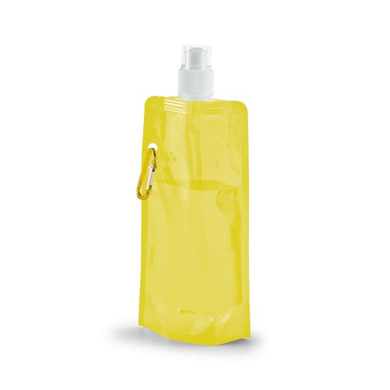 Squeeze dobrável em PE com bico de sistema "push-pull" e acabamento translúcido com mosquetão 460 mL Personalizado