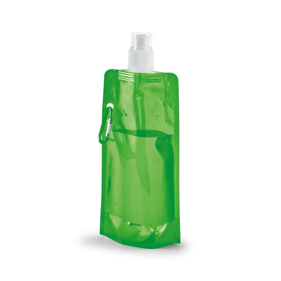 Squeeze dobrável em PE com bico de sistema "push-pull" e acabamento translúcido com mosquetão 460 mL Personalizado