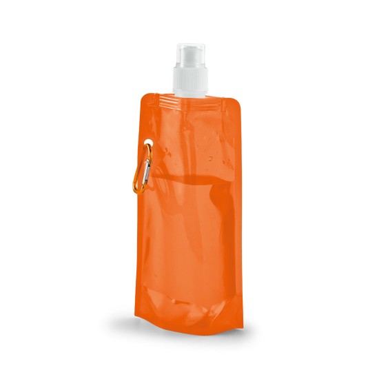 Squeeze dobrável em PE com bico de sistema "push-pull" e acabamento translúcido com mosquetão 460 mL Personalizado
