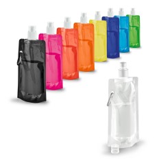 Squeeze dobrável em PE com bico de sistema "push-pull" e acabamento translúcido com mosquetão 460 mL Personalizado