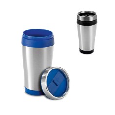 Copo de viagem em aço inox e PP, térmico com parede dupla isolada a ar 420 mL Personalizado