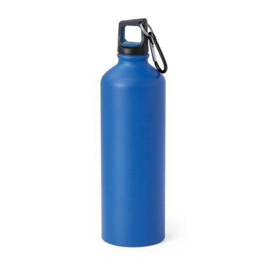 Squeeze em alumínio com acabamento mate e tampa em PP, com mosquetão 800 mL Personalizado