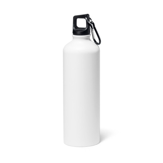 Squeeze em alumínio com acabamento mate e tampa em PP, com mosquetão 800 mL Personalizado