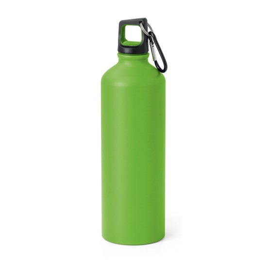 Squeeze em alumínio com acabamento mate e tampa em PP, com mosquetão 800 mL Personalizado
