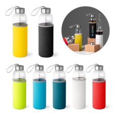 Squeeze em vidro e tampa em aço inox com alça 520 mL Personalizado