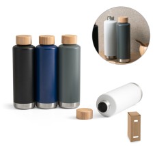 Garrafa em aço inox de parede dupla térmica, isolada a vácuo 640 mL promocional